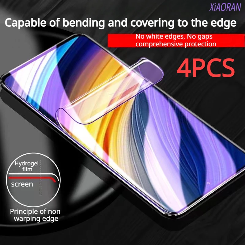 

4PCS for POCO F5 F4 F3 GT Hydrogel Film for Xiaomi POCO X5 X4 X3 NFC M3 M4 Pro 5G Gel Film Screen Protectors for Mi POCO C40 M5S