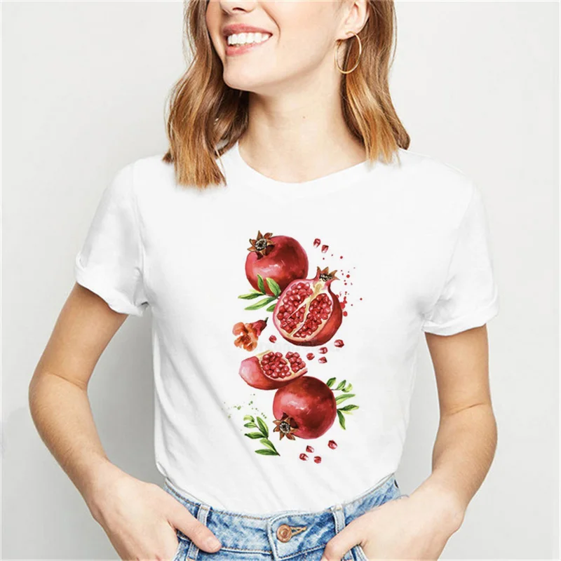 

Женская футболка с коротким рукавом, милый летний топ в стиле 90-х с мультяшным принтом фруктов, футболка с графическим принтом, 2022