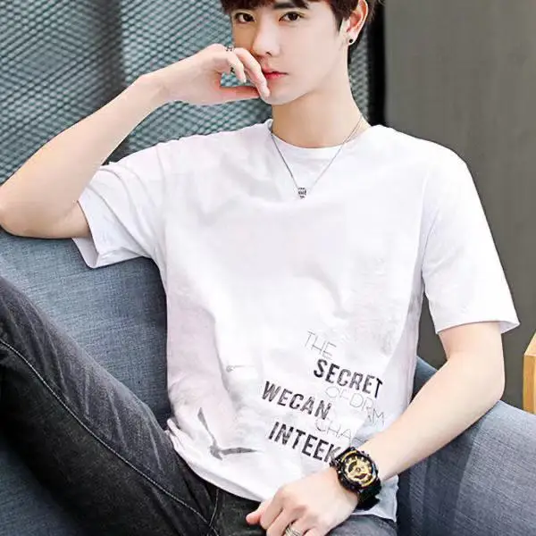 

W2365- Men's casual short sleeved polo shirt men's summer new solid color half sleeved Lapel T-shirt.