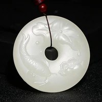 natural hetianjade suet white jade has more than oneyear in a row safe buckle pendants for men and women are versatile pendants