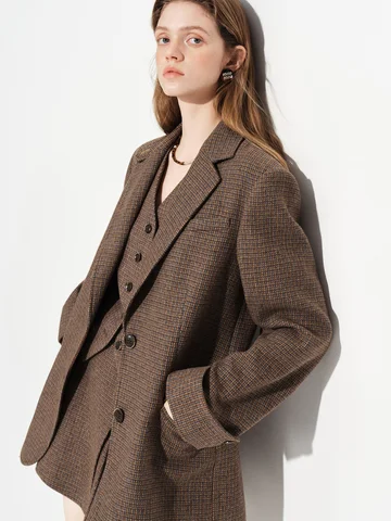 FSLE Премиум серия женский шерстяной клетчатый костюм