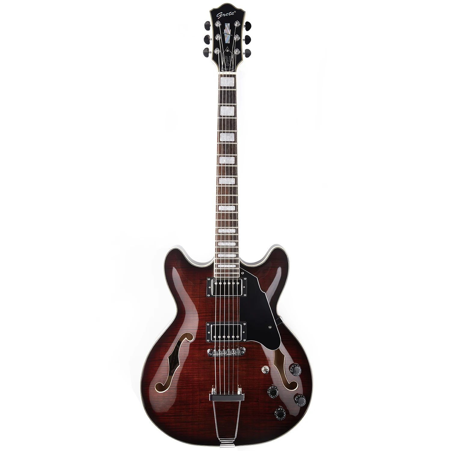 

Grote Brown Flame Maple Jazz Electric Guitar with Semi-hollow Body