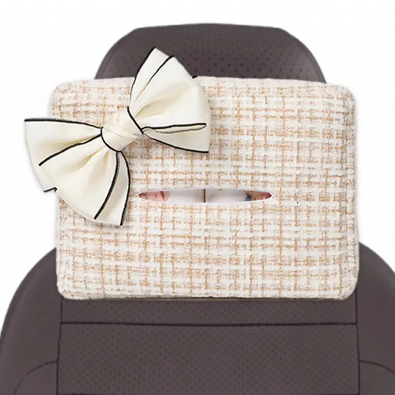 

Car Backseat Tissue Holder Tissue Napkin Case Car Interior Decor For Women Bow Decor Car Tissue Holder Napkin Box For Sun Visors
