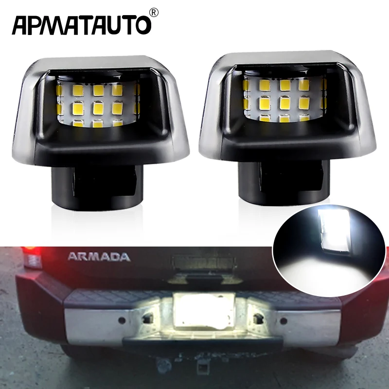 

2 шт. белые светодиодные фонари номерного знака автомобиля 26510-ZP50A для Nissan Navara D40 Frontier Armada Titan Xterra Suzuki Equator