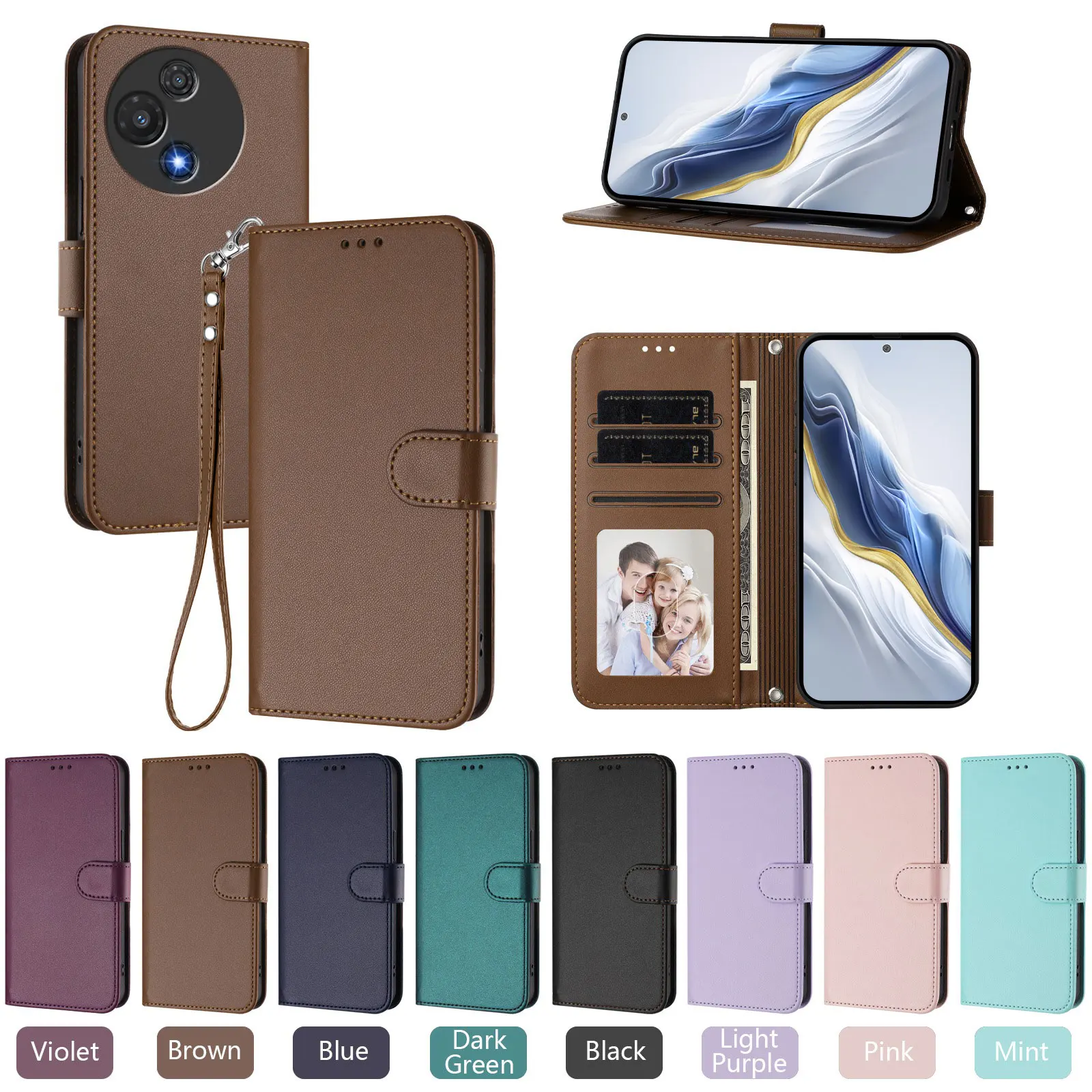Чехол-книжка для телефонов TCL 60R, 50 Pro, 40 NxtPaper, LE 505, 501, 50 XE, 403, 40 XL, 605, 60 SE, 405 – Противоударный кожаный чехол-бумажник (art.: 3920d433b6019) - 3920d433b6019
