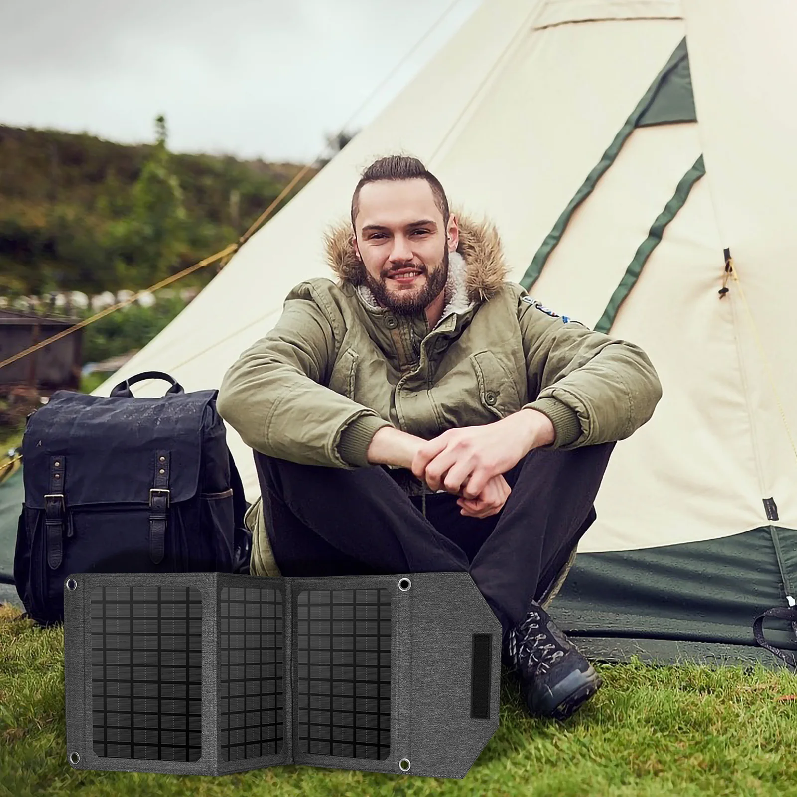 Solar Panel 18W 24W 30W Fast Charging Solar Energy Folding Bag Portable Mobile Phone Camping Outdoor Charging Power Bank