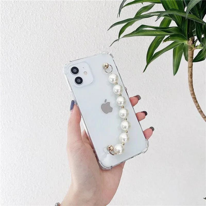 Чехол с 3D жемчужным браслетом прозрачный силиконовый чехол для iPhone 12 Pro max mini 11 pro x