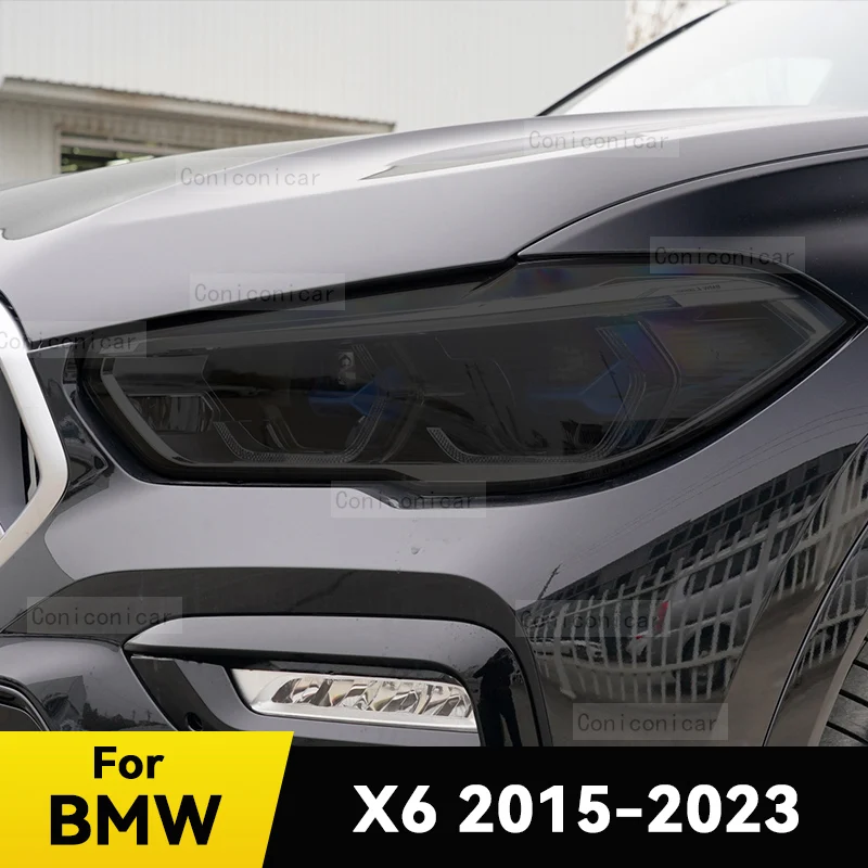 

Car Headlights Protective Film Front Headlamp Cover Smoked Black TPU Film Accessories Sticker For BMW X6 F16 F86 M 2015-2023