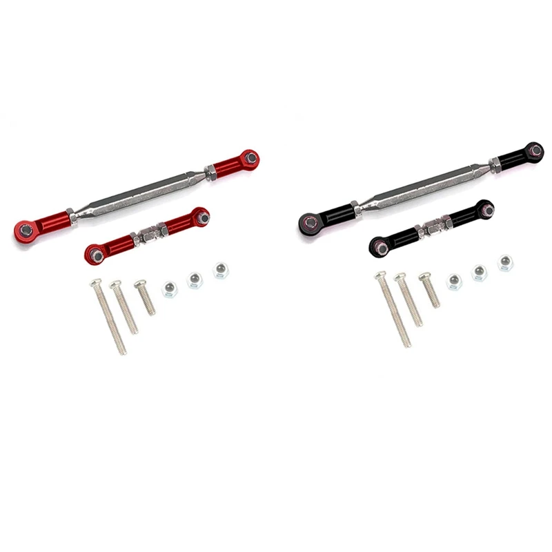 

2 Set Steering Linkage Servo Link Pull Rod Turnbuckle MN D90 D99 MN-90 FJ-45 1/12 RC Car Crawler, Black & Red