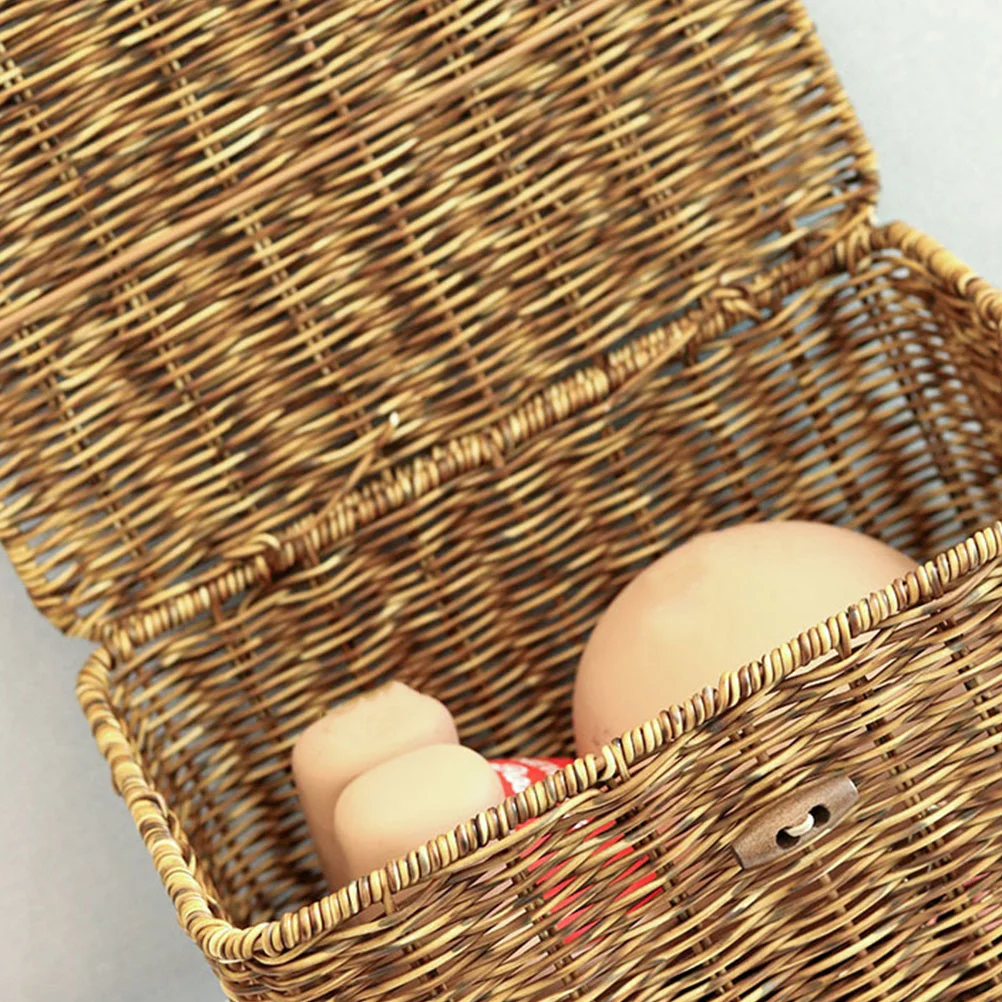 Корзина с крышкой тканый ящик для хранения органайзер макияжа пластиковая