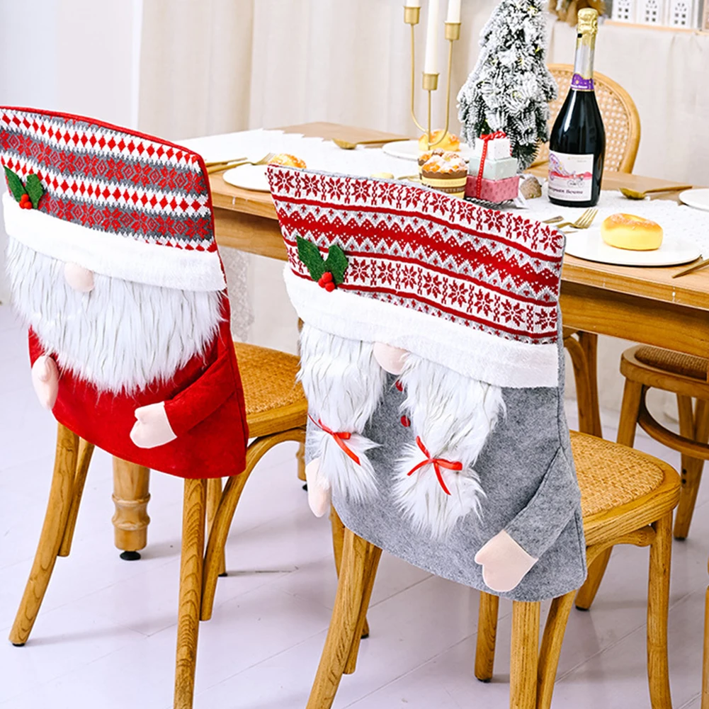 

Xmas Seat Cover Chair Cover 2023 Anti-dirty Christmas Ornaments Protective Removable Slipcover Spandex Elastic