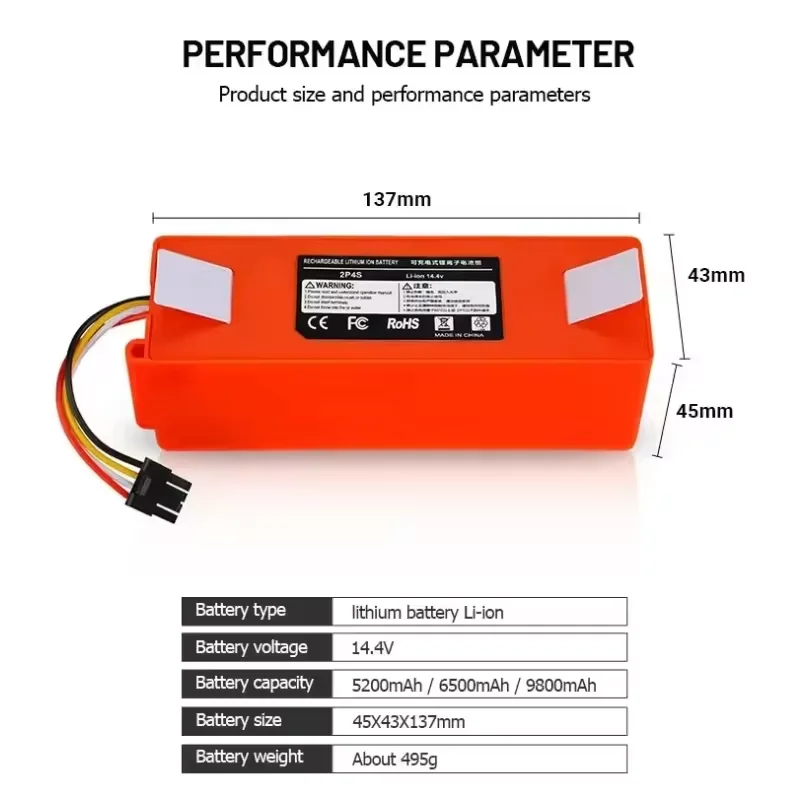 Фото НОВАЯ улучшенная аккумуляторная батарея 14.4V 12800mAh для роботов-пылесосов XiaoMi Roborock S6 S7 MaxV Q5 Q7 MAX, аксессуары и запчасти №3