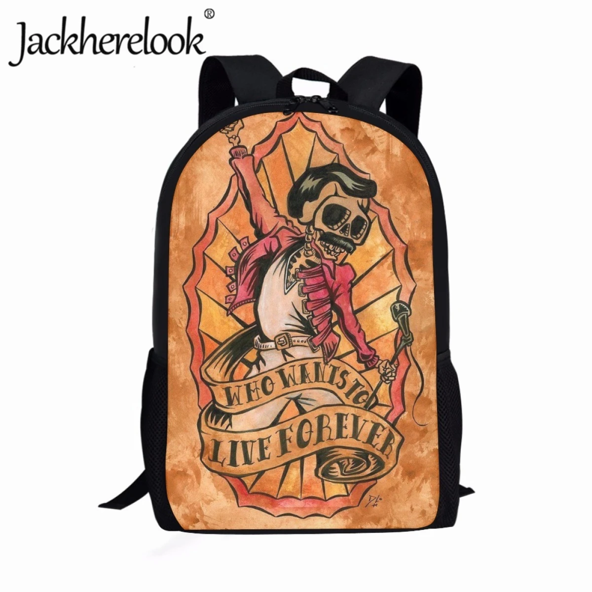 

Jackherelook College Student School Bags Fashion Gothic Bookbags for Children Teenagers Boys Sports Bags 17 inch Backpack Girls