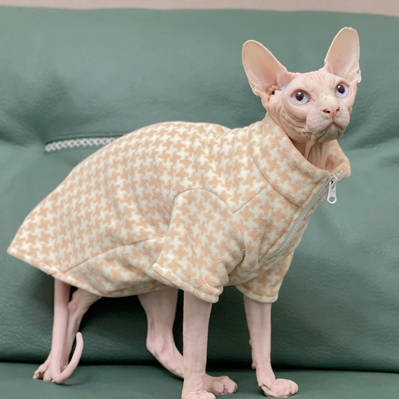 Devon Rex Conis Sphinx Hairless Cat Clothes Winter Warm thickened double-sided Stretchy Velvet Kitten Outfits Sphynx Cat Clothes