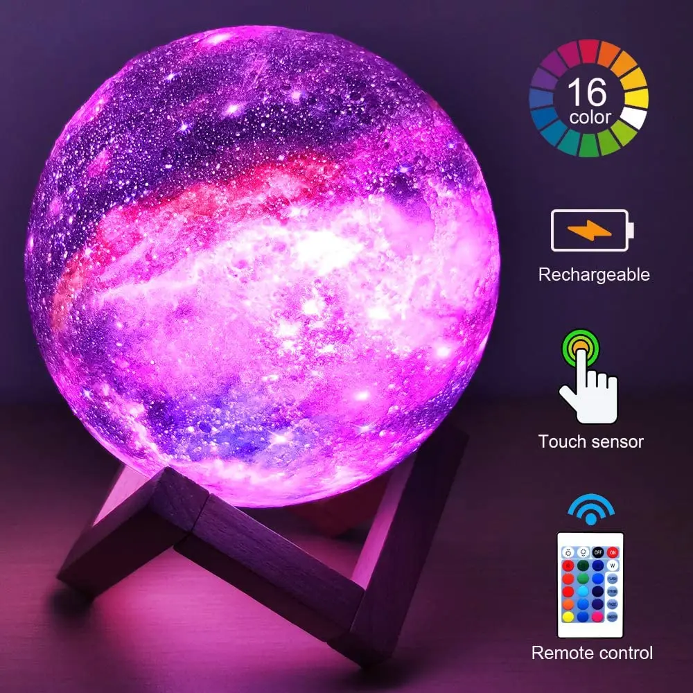 Moon Lamp 3D Printing Moon Light Touch and Remote Control Night Lamp Galaxy Moon Light Kids Night Light 16 Colors Galaxy Lamp