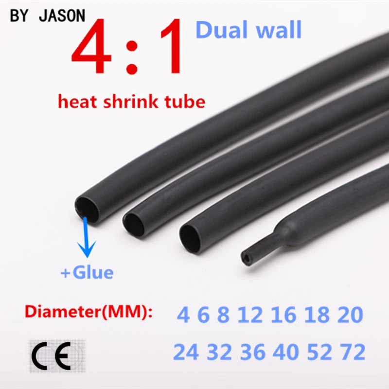 

1Meter Heat Shrink Tube with Glue Adhesive Lined 4:1 Dual Wall Tubing Sleeve Wrap Wire Cable kit 4 6 8 12mm 16mm 20mm 24mm 52mm