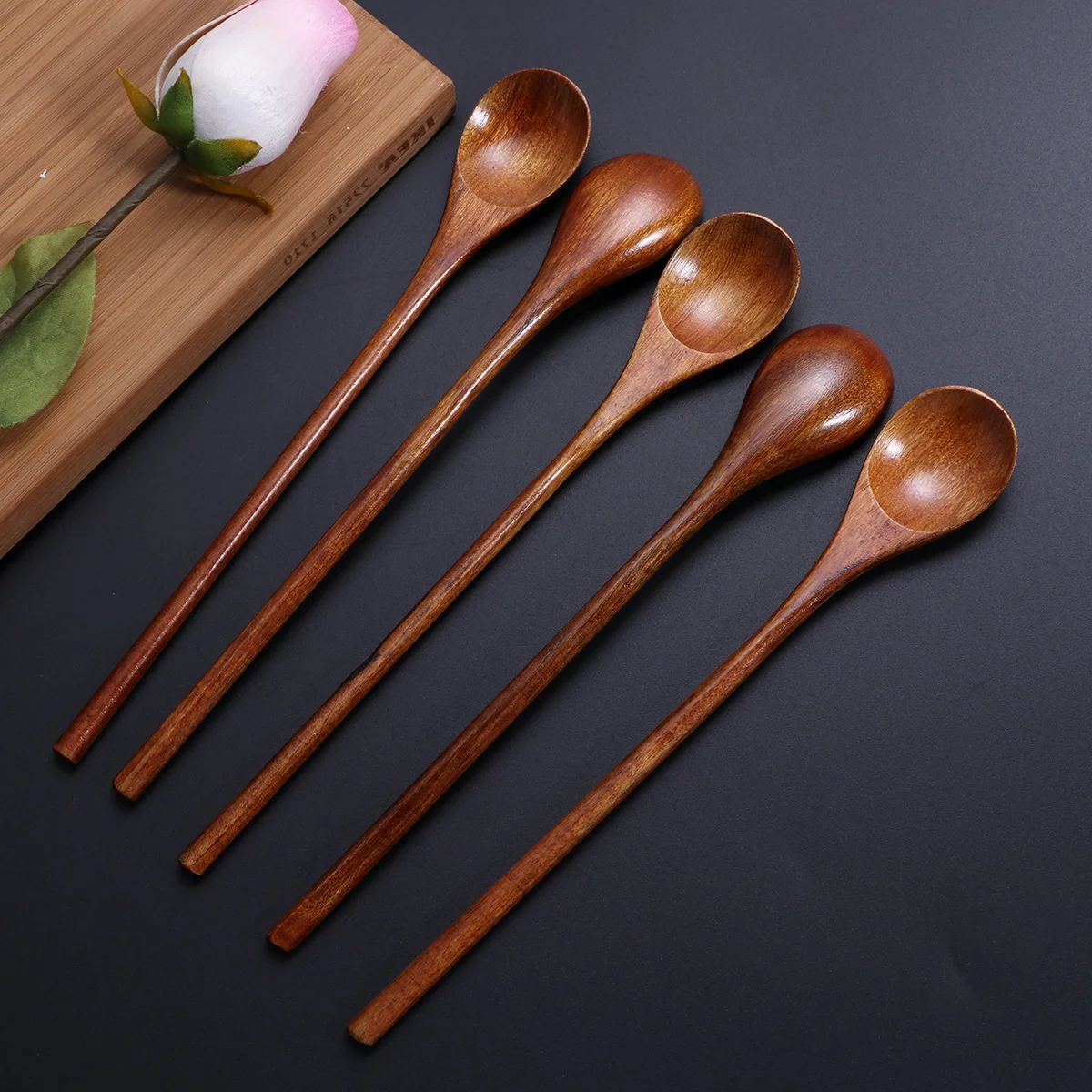 

Spoon Wooden Spoons Woodkitchen Mixing Stirringcooking Natural Soup Handle Set Eating Tools Serving