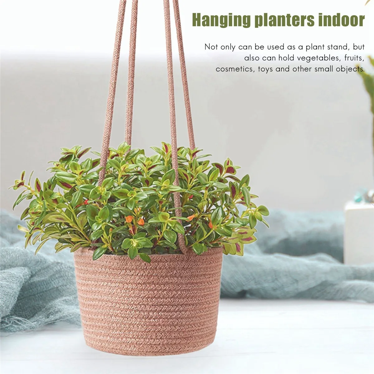 

Hanging Rope Planter Baskets with Long Hanging Rope, Hand Woven Plant Holder Decorative Flower Pot Holder for Home Decor