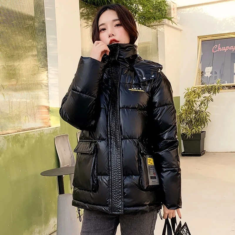 2022 Winter Down Parkas Women's Thicken Warm Down Cotton Jacket Coat Women Fashion Glossy Cotton-padded Coat Mid-Length Outwear
