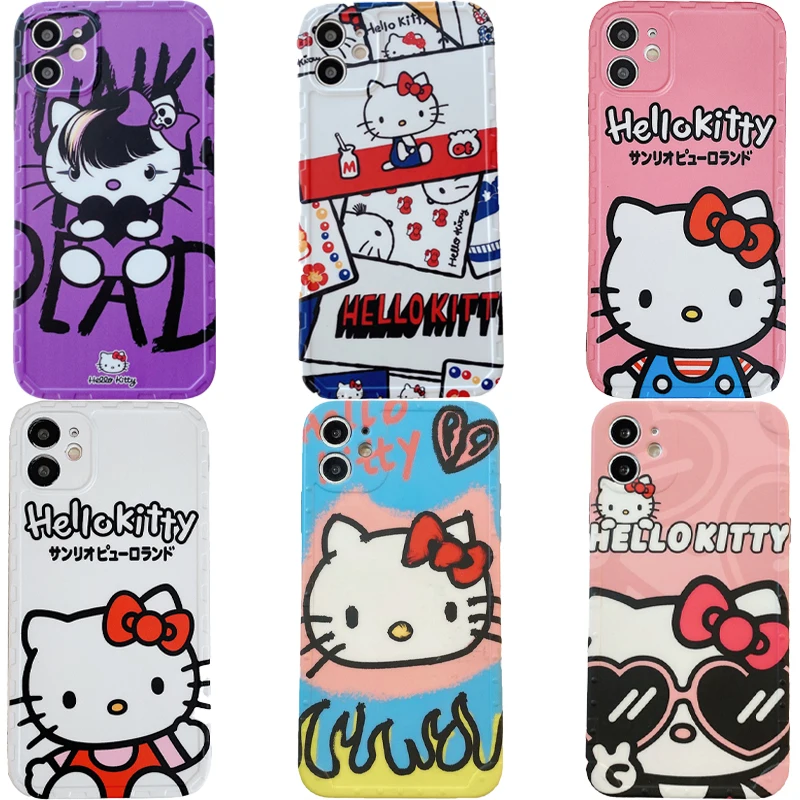 

Мягкий чехол Kawaii Hello Kitty Kuromi My Melody из ТПУ, чехол с защитой от падения, защитный чехол для Iphone11/12/13/xs/xr