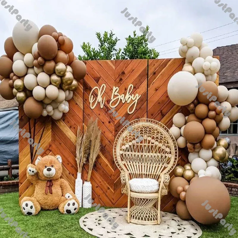 

Beige Brown Balloons Garland Gold Arch Kit Baby Shower Decorations First Birthday Decor Boho Kids Party Supplies Latex Globos