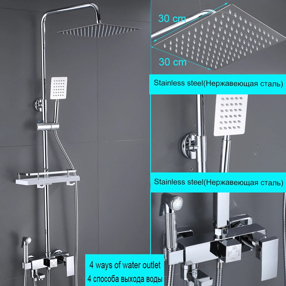 

Смеситель для душа JIEFADZ дождевой серебристый 4-ходовой с биде