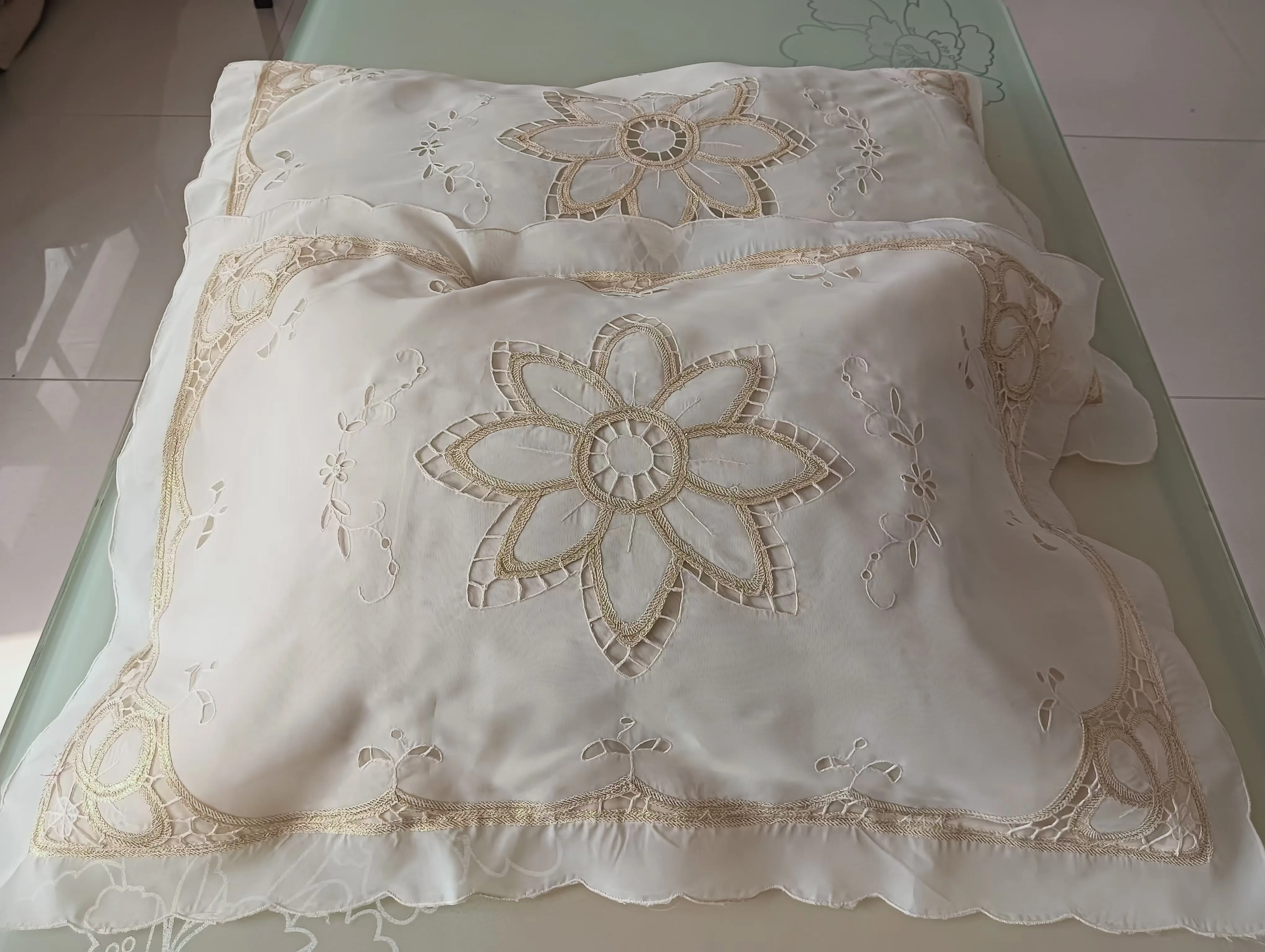 4 шт.BOHAO 2024 наволочки с вышивкой крестом и золотыми вышитыми цветами элегантные