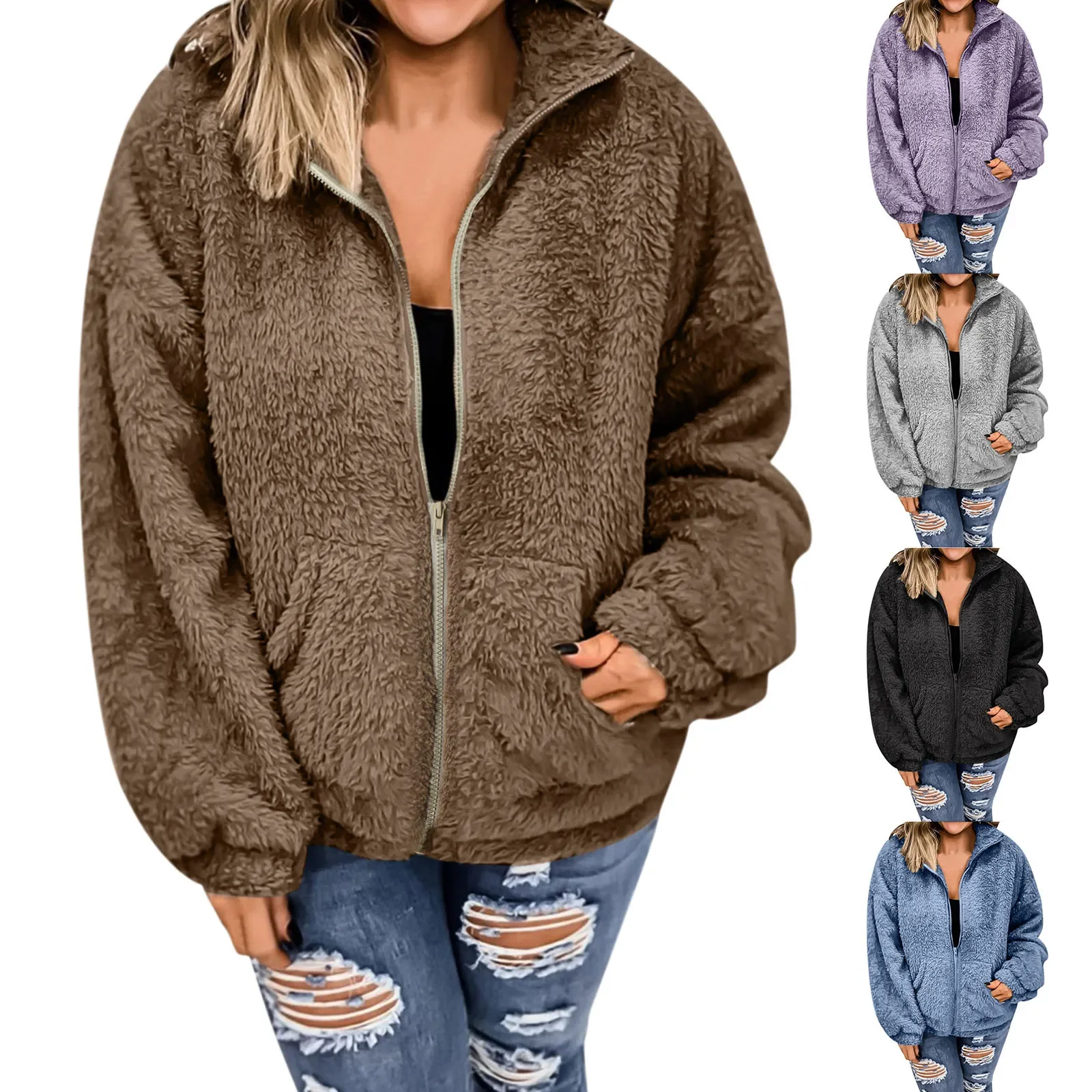 

2022 Autumn Winter Warm Coat Woman Faux Fur Fleece Coat Ladies Teddy Jacket Female Casual Plush Long Coat Outwear