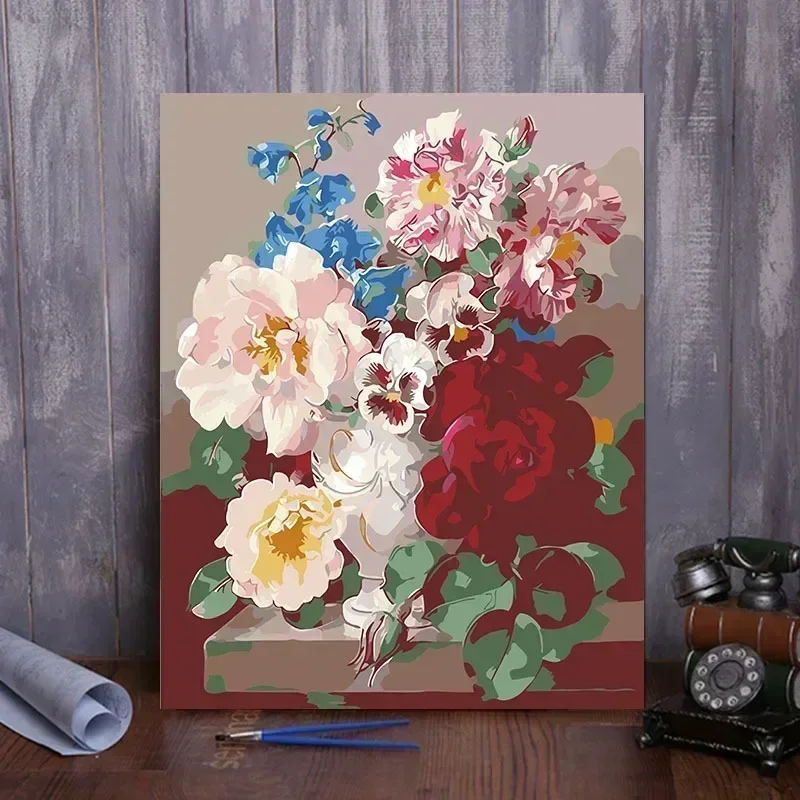 Цифровая акриловая цветочная картина Тюльпан ручная наполненная пейзажная