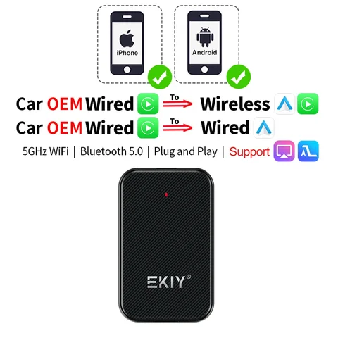 EKIY A1 мини Carplay беспроводной для Toyota Mazda Nissan Camry Suzuki Subaru Citroen Audi Mercedes Kia Ford Opel IOS15 Spotify BT