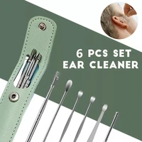 6pcsset ear wax pickers stainless steel earpick wax remover piercing kit earwax curette spoon care ear clean tool ear cleaner