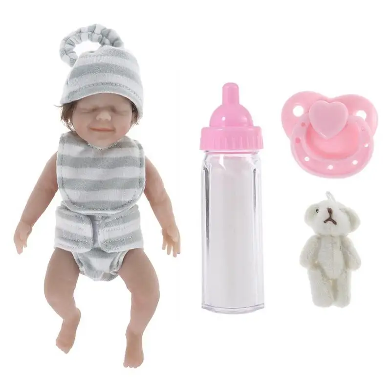 

Миниатюрные куклы-младенцы, моющиеся куклы-младенцы с комплектом одежды, виниловая кукла-младенец, маленькая кукла-младенец с одеждой и кормлением