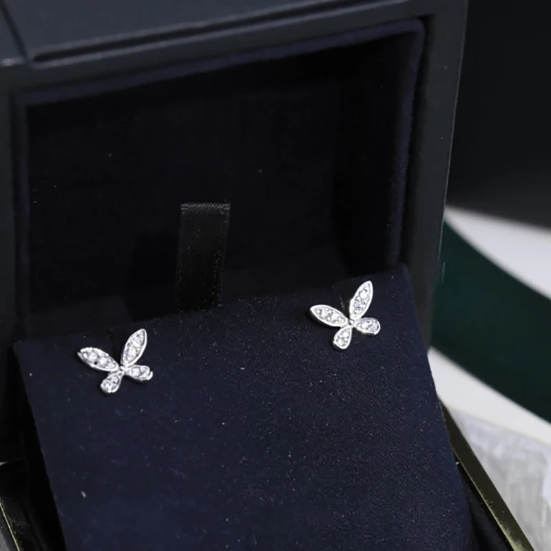

Mini Butterfly New Hot 925 Sterling Silver Jewelry For Women Luxury Brand Earrings Tassel Design Luxury Fine Jewelry