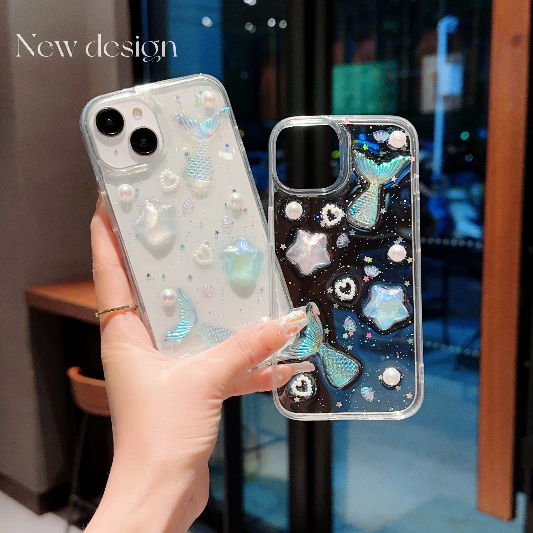 

Pearl Star Figure Mermaid Tail Cute Gentle DIY Phone Case Iphone 11 12 13 14 Pro Max Transparent Unique Phone Case