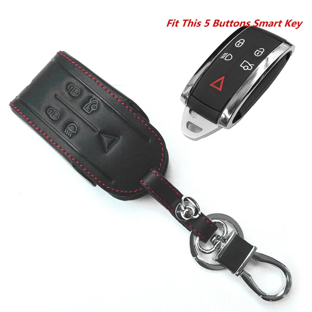 

Accessories Key Case Black Key Chain Leather Parts Remote Replacement Smart Cover For JAGUAR XF XK XKR Durable