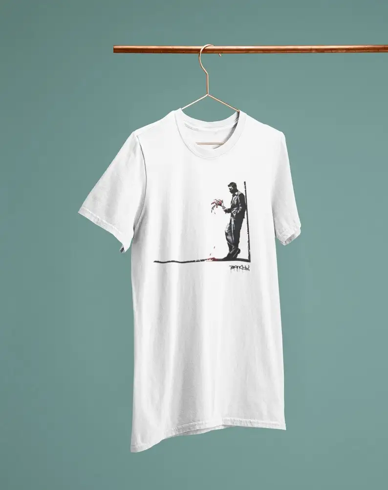 Тяжелая хлопковая футболка унисекс с принтом граффити Бэнкси длинными или