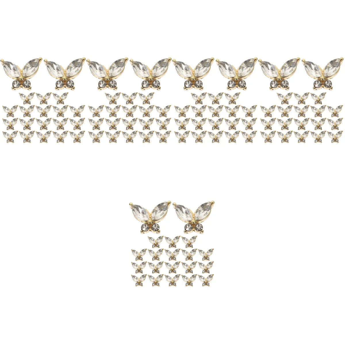 

100 Pcs Butterfly Nail Accessories Three-dimensional 1x0.8x0.3cm Golden Alloy