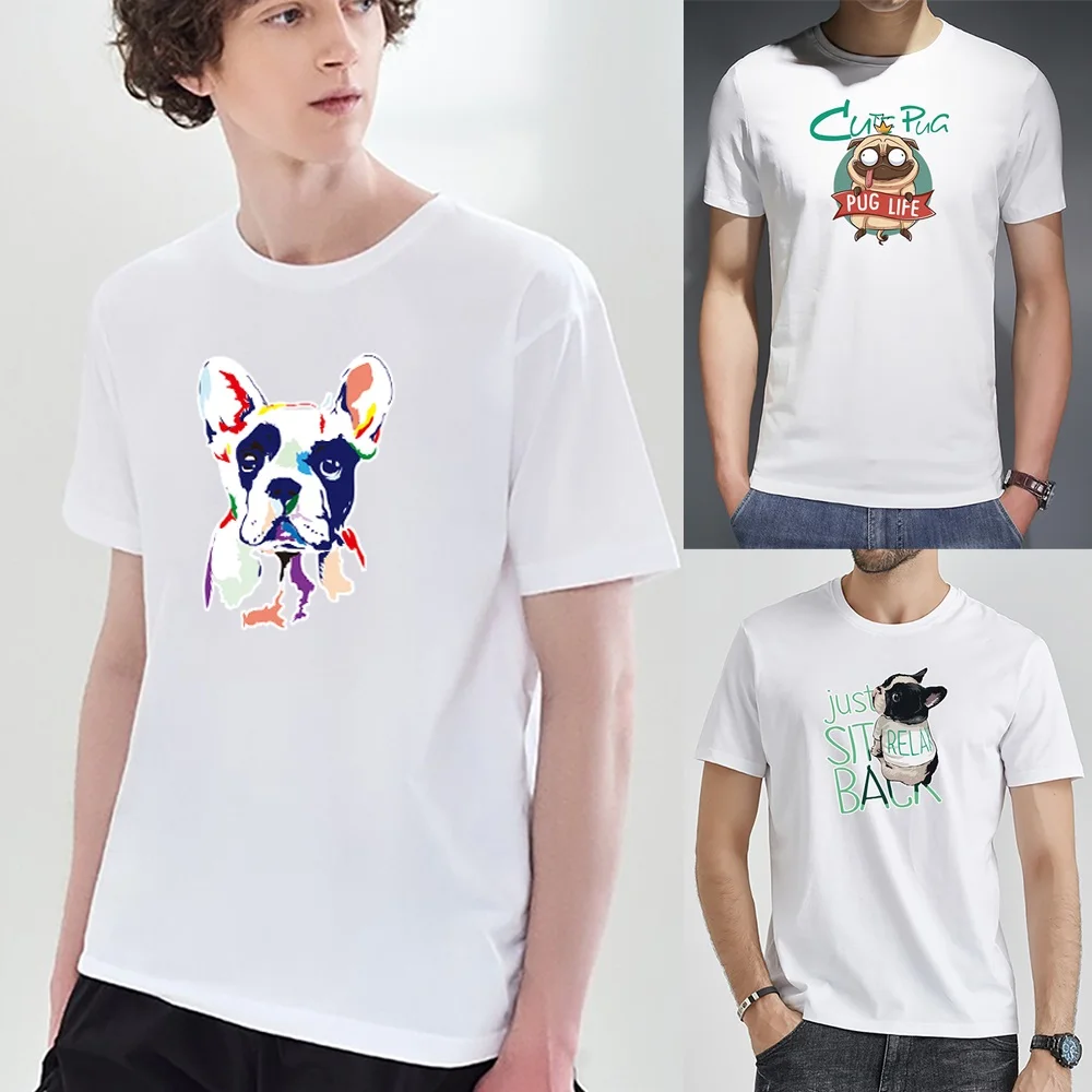 

T-Shirt Men Dog Print Clothing Top Harajuku Casual Soft Summer Short Sleeve Round Neck Tshirt Fashion Trend Commuter Streetwear
