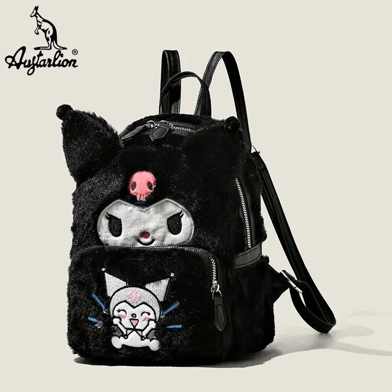 

Новинка Sanrio Kawaii Kuromi плюшевые модели двойная сумка через плечо для девочек милый мультяшный рюкзак в виде сердца Женская игрушка для детей