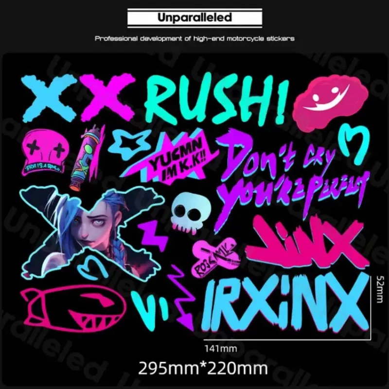

Arcane Jinx наклейки для мотоцикла, водостойкие виниловые наклейки для стайлинга автомобиля, наклейка на заднее лобовое стекло автомобиля, украшение для мотоциклетного шлема «сделай сам»
