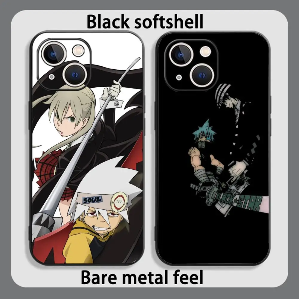 Фото Чехол для телефона с рисунком из японского комикса Soul Eater для iPhone 17 16 15 14 13 12 Plus Mini Pro Max, мягкий, черный, противоударный №1