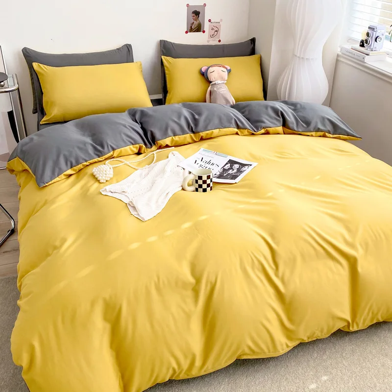 

Комплект постельного белья Queen, однотонный мягкий телефон, большой размер, простыня, современное простое стеганое одеяло, простыня, наволоч...