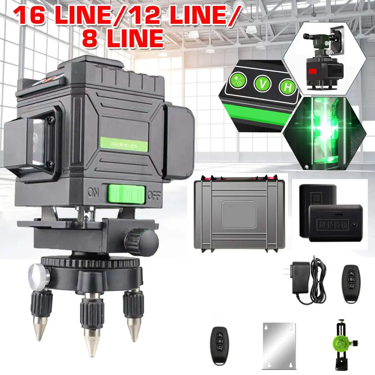 

8/12/16 Laser Level 4D Self-Leveling 360 Horizontal Vertical Cross Powerful Green Laser Beam Line Measure Tools Laser Levels