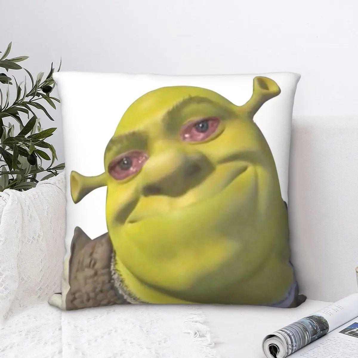 

Shrek Crying Meme Square Pillowcase Cushion Cover Creative Zip Home Decorative Polyester Throw Pillow Case Bed Simple 45*45cm