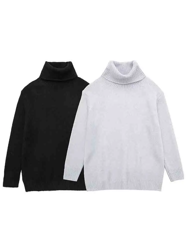 

Женский свитер с высоким воротником TRAF, пуловер, вязаный свитер, женская модная трикотажная одежда с длинным рукавом, теплые свитера, топы, з...