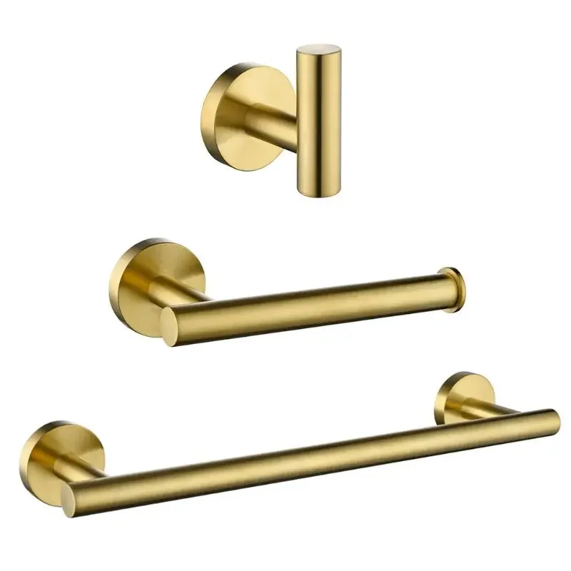 

Bathroom Accessories 304 Stainless Steel Golden Bath Hardware Set Include Hand Towel Bar Toilet Paper Holder Robe Towel Hooks