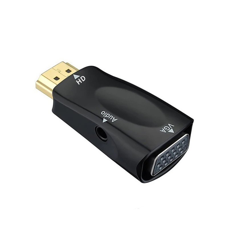 Адаптер HDMI-совместимый со штекером на гнездо VGA, преобразователь аудиокабеля FHD 1080P 720P 480P для ПК, ноутбука, ТВ-приставки, проектора компьютерного дисплея