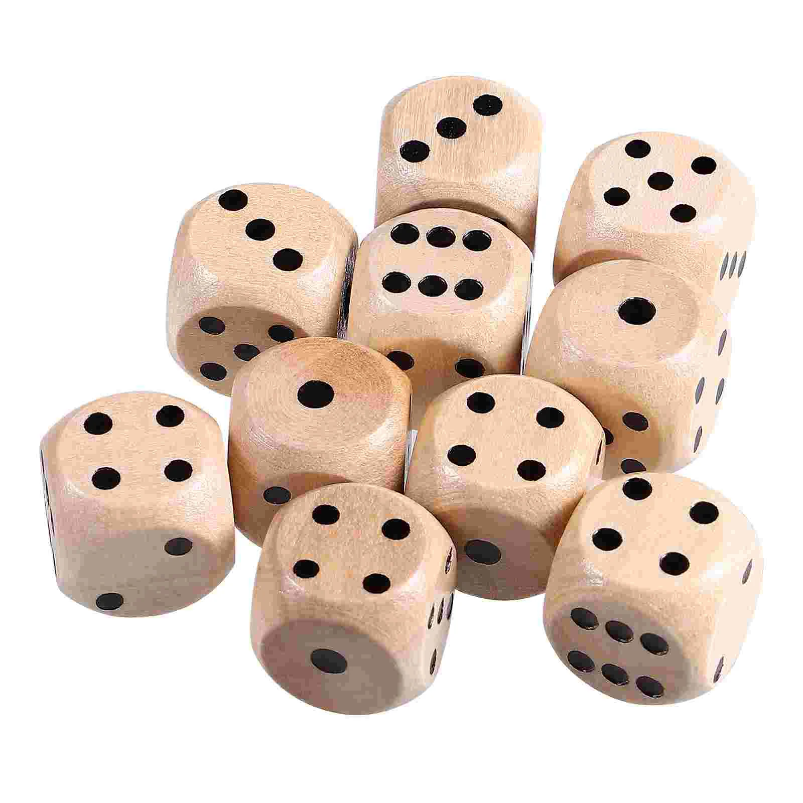 

10pcs Rolling Interesting 6 Sided Dice Wooden Dice Small Dice D6 Dice Set Tiny Dice for Party KTV Bar