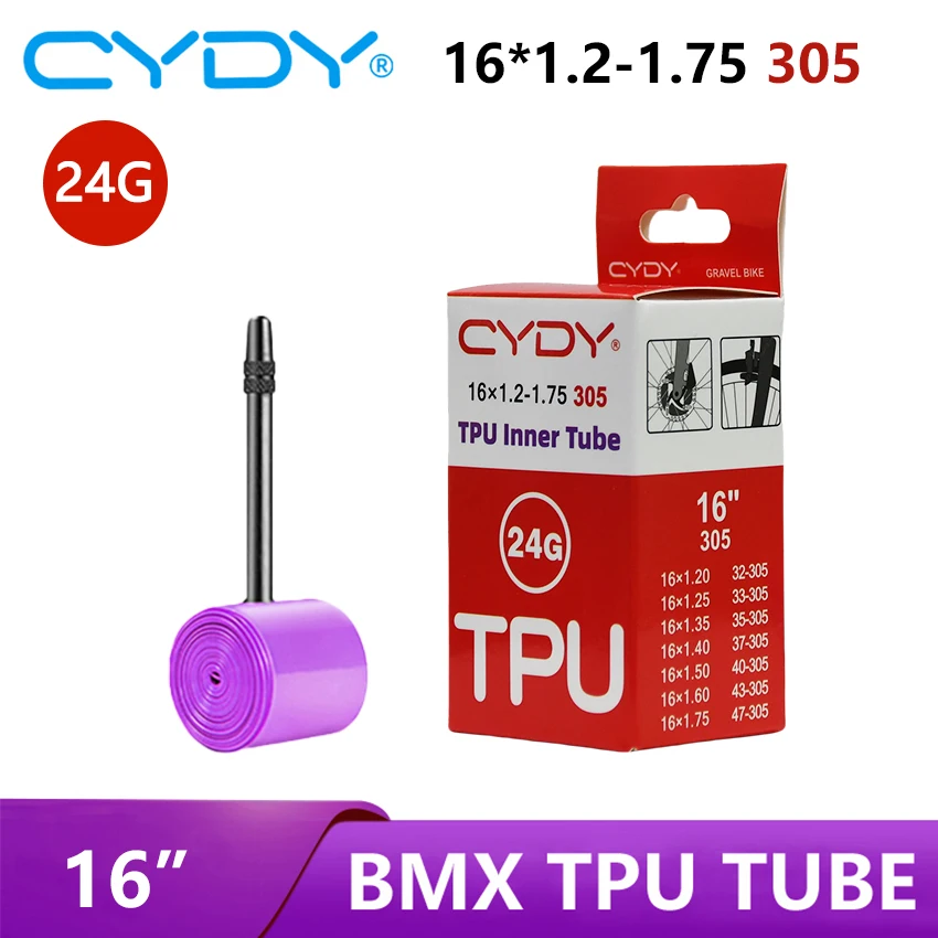 CYDY TPU Сверхлегкая велосипедная камера BMX 16 дюймов 305 16x1.2 1 25 35 4 5 6 75 Клапан шины 45 мм