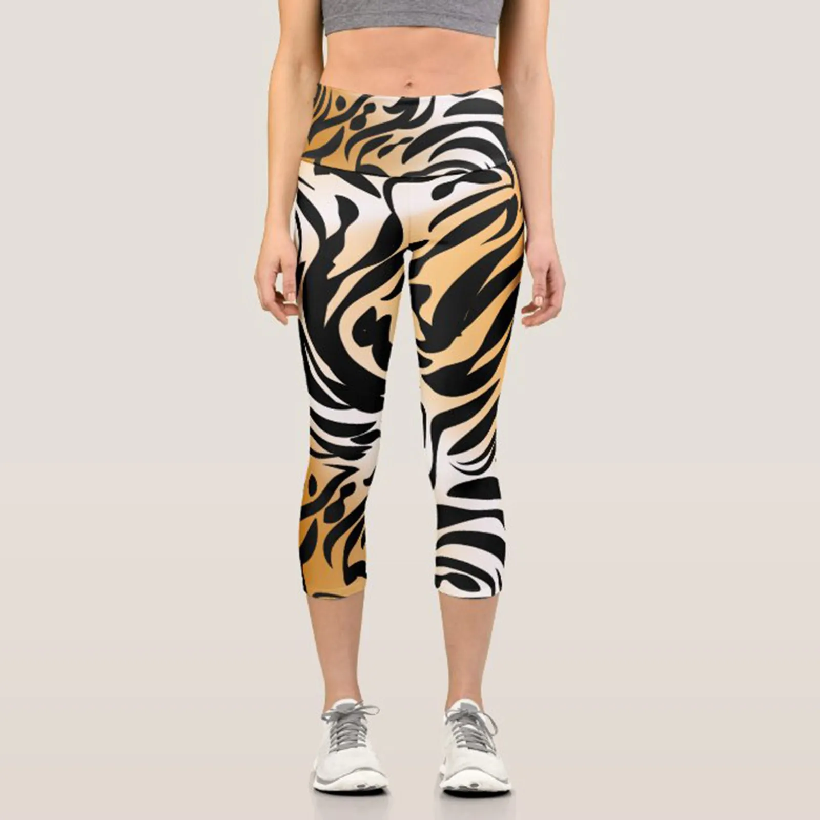 

Leopard Print Womens For Leggins Graffiti Style Mid Calf Seamless Slim Stretch Workout Leggings Deportes Cropped Pants Push Up